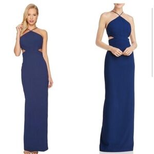 Aidan Mattox Crepe Cutout Halter Dress